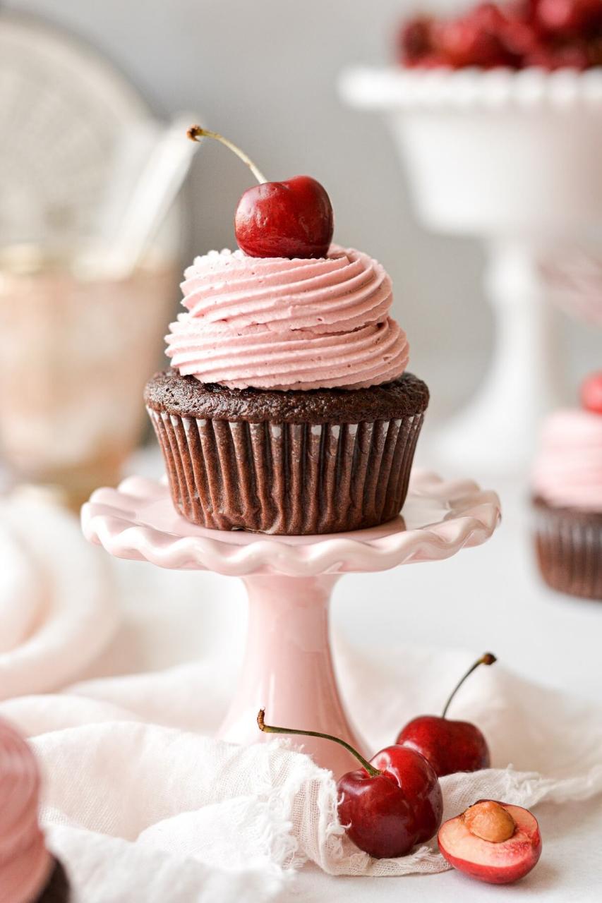 High Altitude Chocolate Cherry Cupcakes - Curly Girl Kitchen
