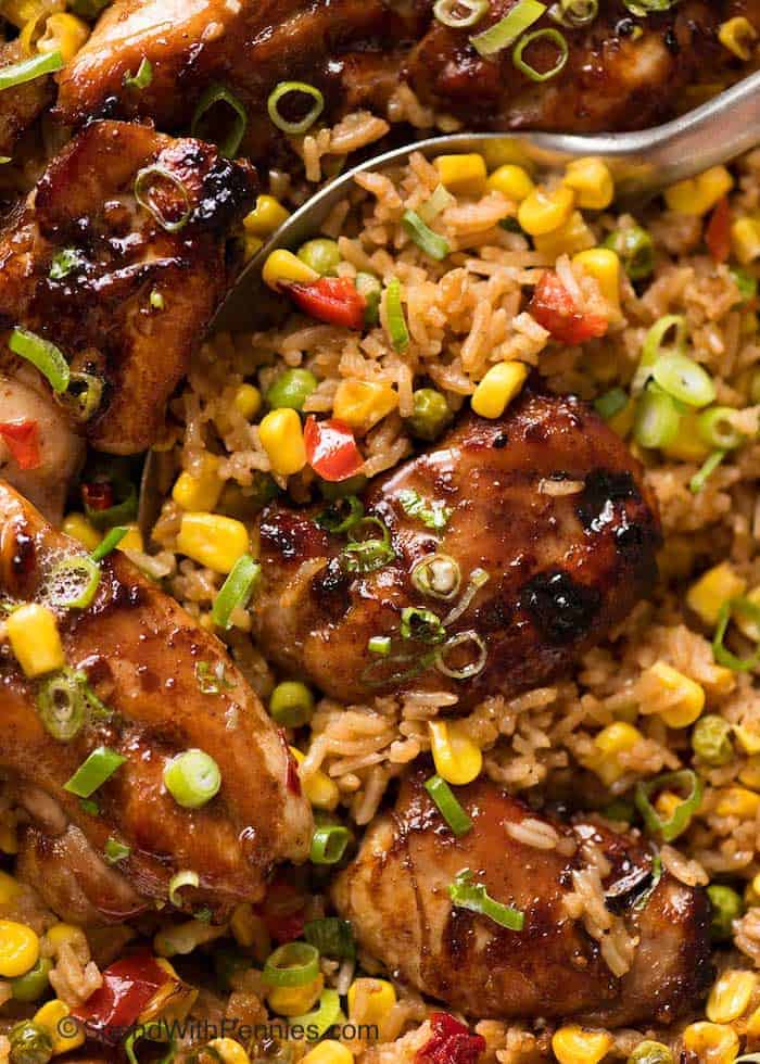 Baked Chinese Chicken and Rice - Spend With Pennies