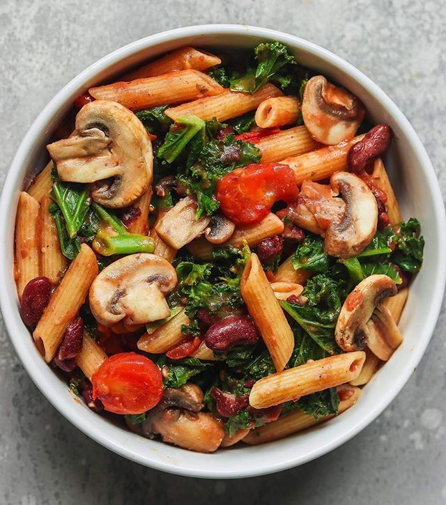 Creamy Tomato Pasta with Mushrooms and Kale - Best of Vegan