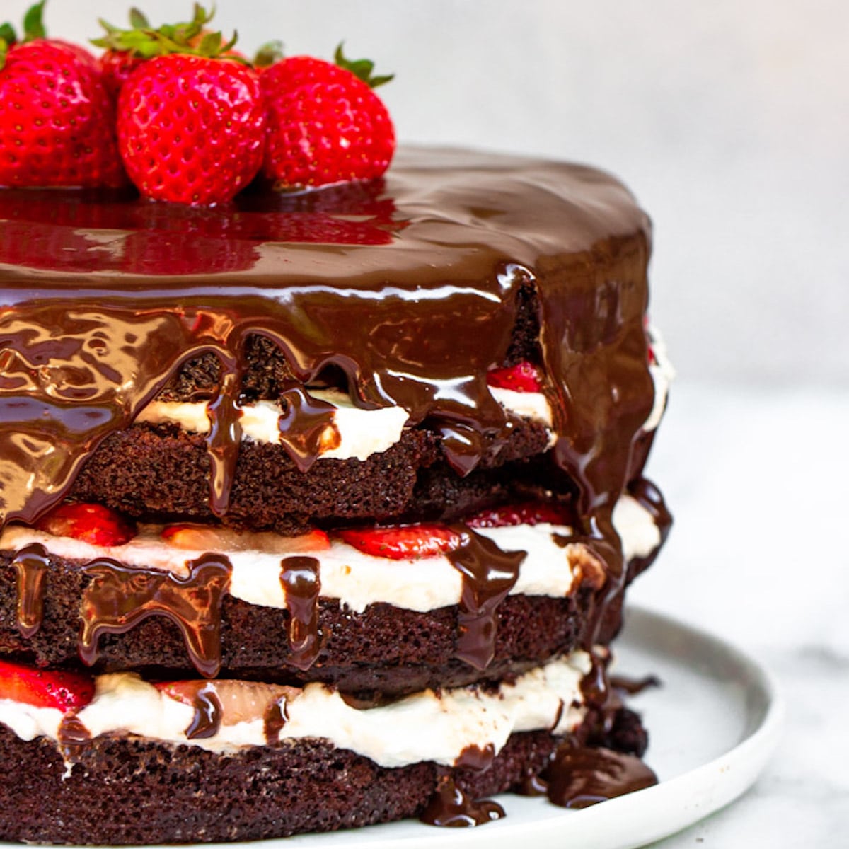 Strawberries and Cream Chocolate Cake- Confessions of a Baking Queen