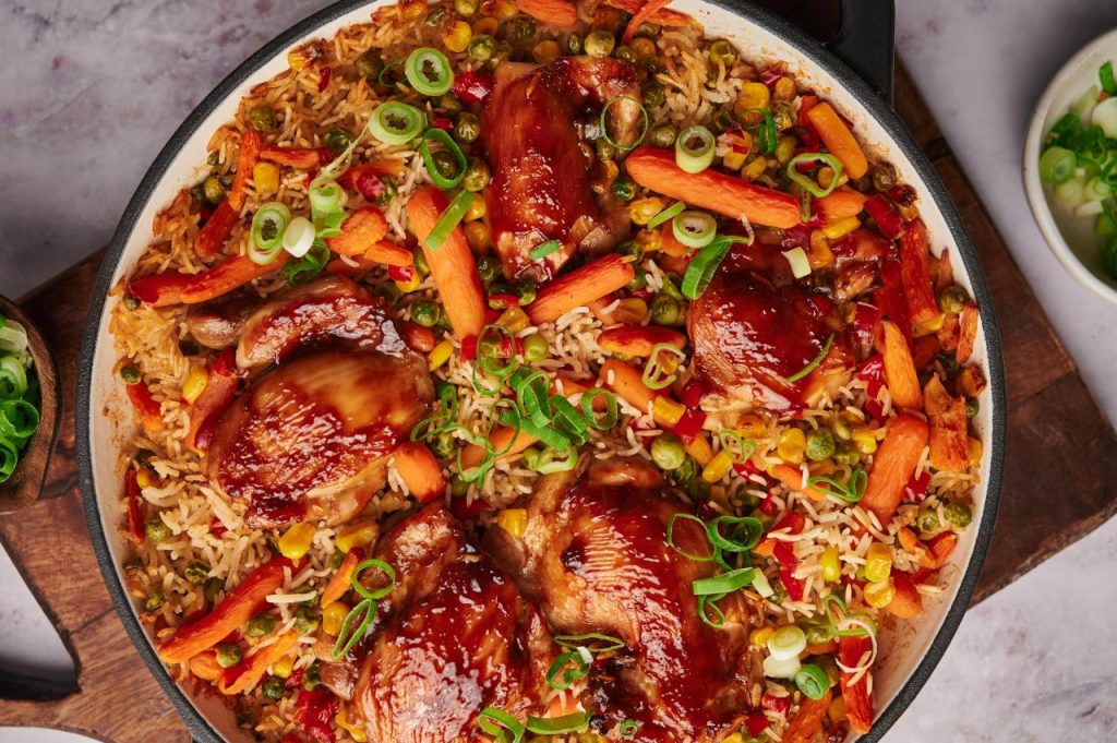 Chinese Chicken Rice Bake